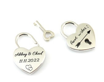 Personalized heart shape love padlock,Engraved love lock,Custom lock with key,Custom heart love lock Anniversary Wedding gifts Free Gift Box