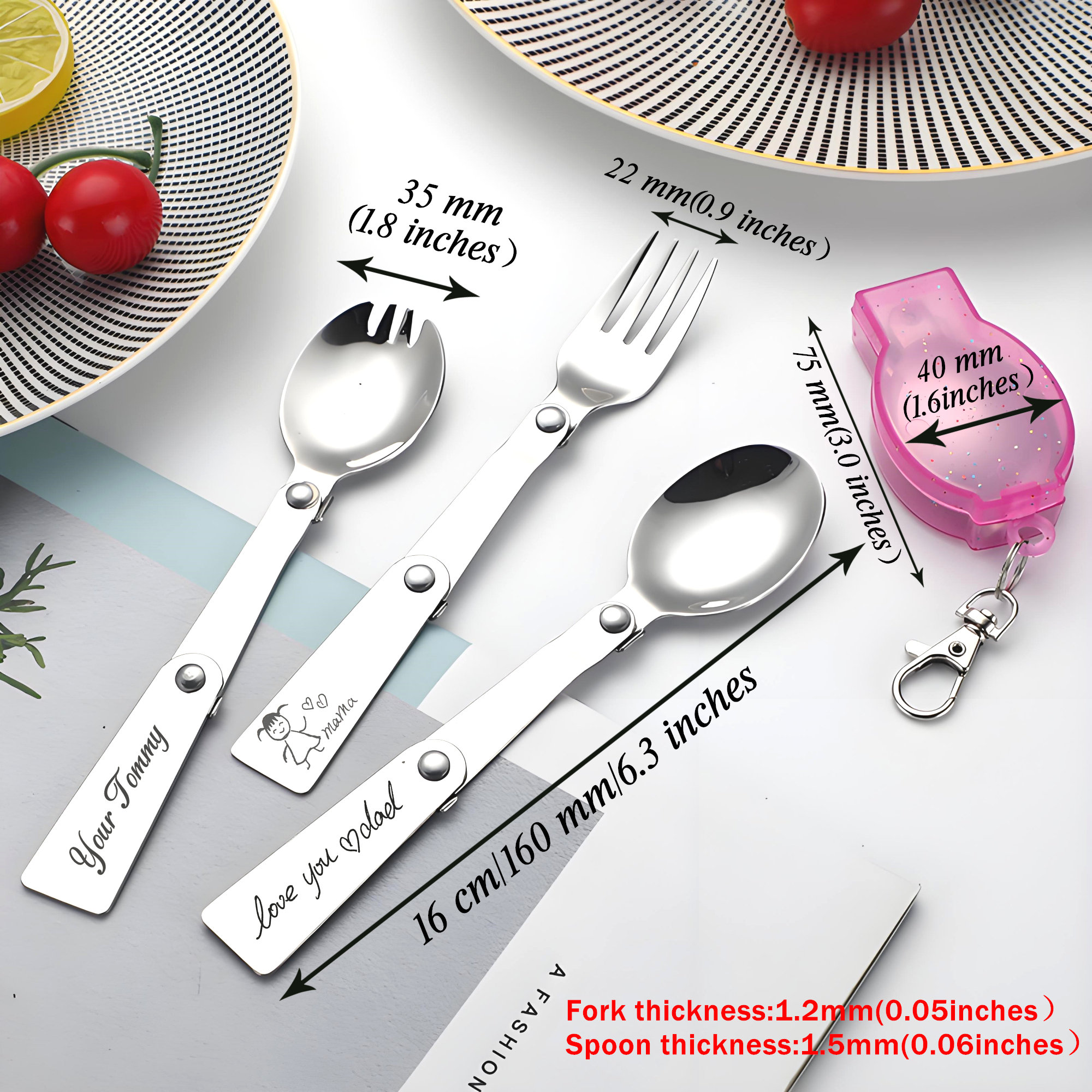 Personalized Folding Spoon Custom 304 Stainless Steel Spork