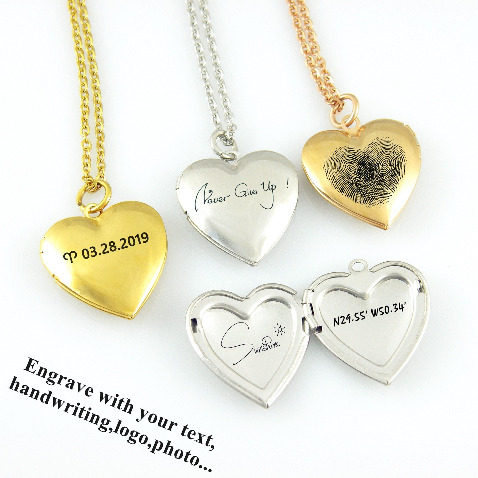 Louis Heart Locket  Engraved and Photo Personalized – Roro Arabia