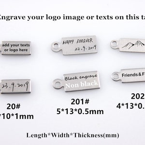 Personalized Mini Rectangle Jewelry Tag Custom Logo Tags Engraved Stainless Steel Logo Tags Custom Metal Hang Tags 10/50/100pcs