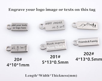 Personalized Mini Rectangle Jewelry Tag Custom Logo Tags Engraved Stainless Steel Logo Tags Custom Metal Hang Tags 10/50/100pcs