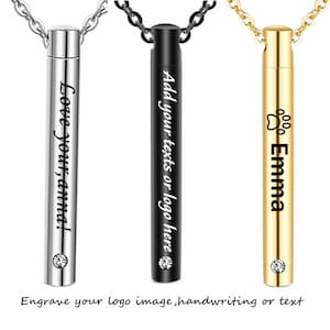 Personalized Stainless Steel Perfume Bottle Pendant Necklace Cylinder Ashes Locket Ins Custom Memorial Locket Necklace Cremation Ash Locket