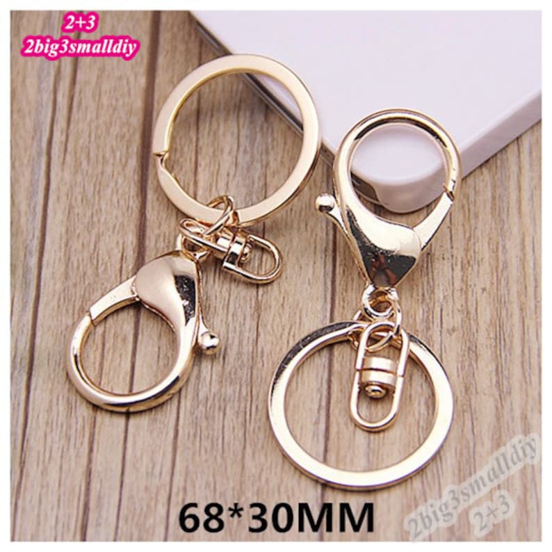 10pcs 30x30mm Gold Key Ring With Big Lobster Clasp Flat Split Etsy