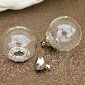 2 sets of DIY Glass ball pendant,20mm glass ball with screw cap.clear glass pendant With Gift Box