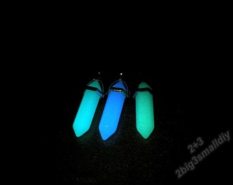 1 pieza de colgante de piedra cilíndrica brillante, piedra luminosa, colgante de piedra brillante, collar brillante, brilla en la oscuridad
