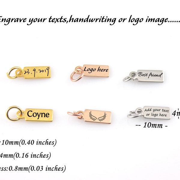 Mini étiquette à bijoux rectangulaire personnalisée Étiquettes avec logo personnalisées Étiquettes logo gravées en acier inoxydable Étiquettes volantes en métal personnalisées 10/50/100 pièces