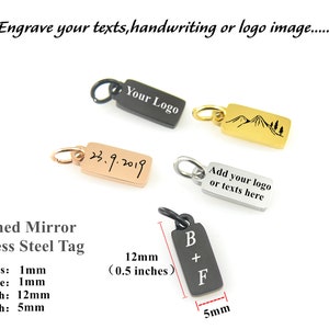 Personalized Mini Rectangle Jewelry Tag Engraved Polished Mirror Stainless Steel Logo Tags Custom Metal Hang Tags 10/50/100pcs