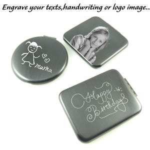Espejo compacto personalizado Espejo con foto personalizado Espejo portátil irrompible de acero inoxidable Espejo de bolsillo grabado Regalos para damas de honor