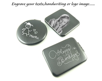 Personalized Compact Mirror Customized Photo Mirror Unbreakable Stainless Steel Portable Mirror Engraved Pocket Mirror Bridesmaid Gifts