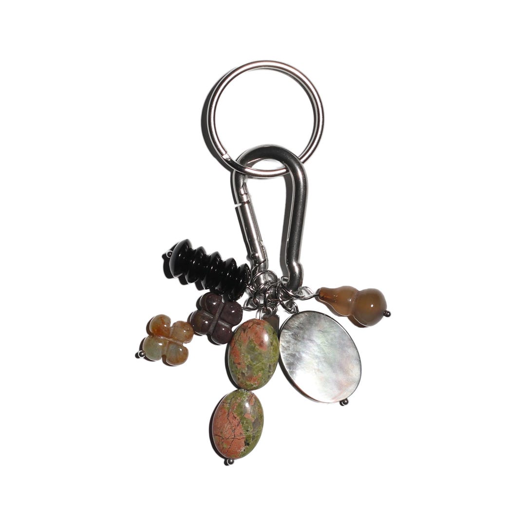 STONED Keychain #E201 — Natural Gemstone Bag Charm & One of a Kind ...