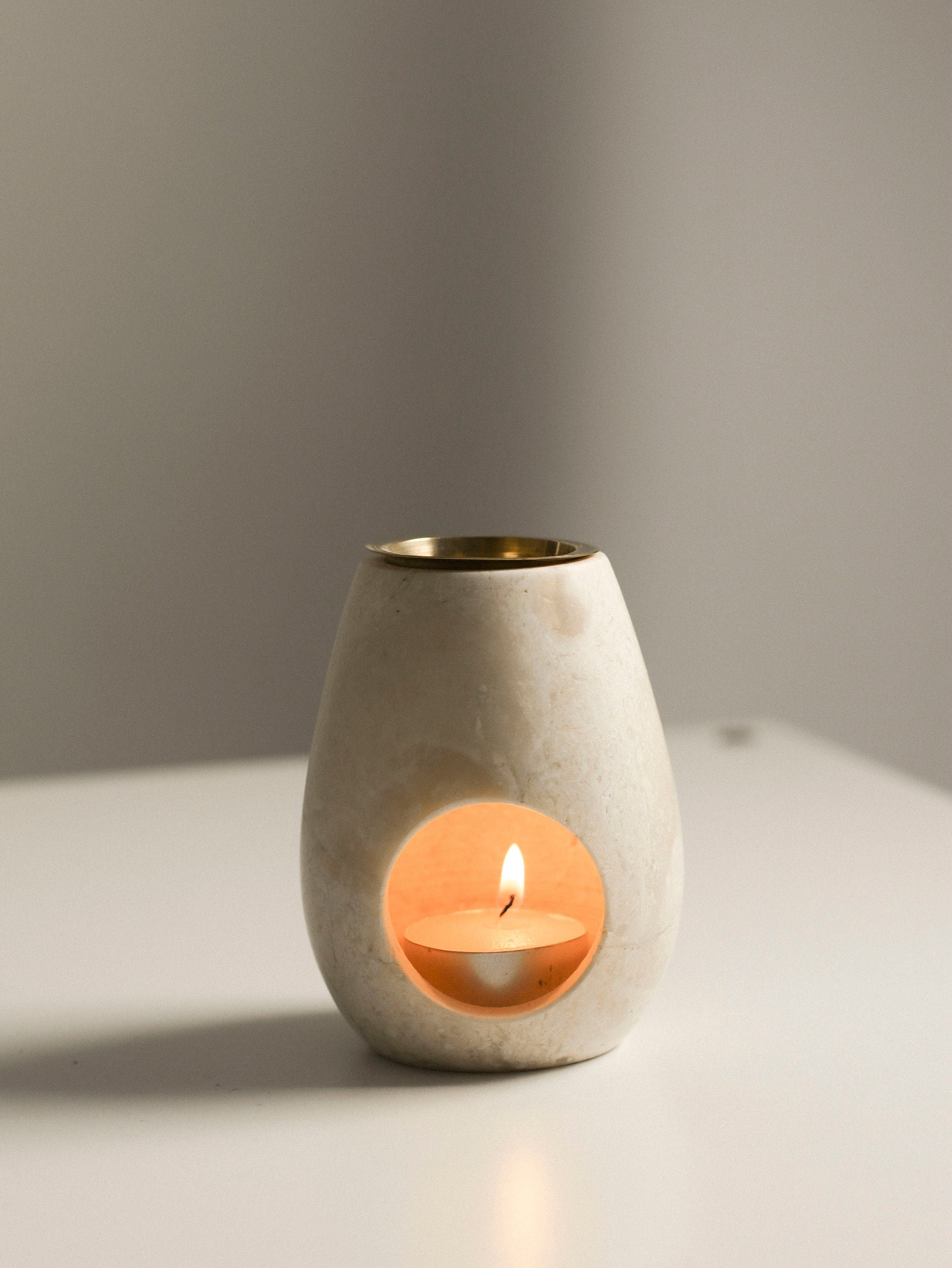 Eli Oil Burner Pour Aromathérapie | Crème Marbre Homeware Parfum Huile Diffuseur Décoration Intérieu