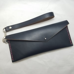 Cartera de Horween, señora pájaro cuero embrague, billetera larga diseño, clásico embrague, embrague de las mujeres con la correa