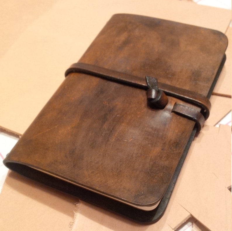 Handmade Leather Journal Cover in Antique Brown Includes Etsy