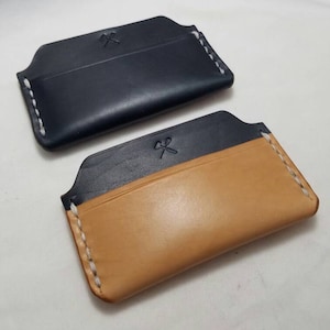 Horween Leder-Kartenhalter, Lincoln Horween Leder Halter, schlanke zwei Pocket, einzigartige Custom Bill kleine Falte, Herren Geldbörse, Brieftasche, großes Geschenk