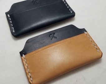 Tarjeta cuero Horween, sostenedor de cuero Horween Lincoln, dos bolsillo delgado, personalizado único doblez, billetera de los hombres, cartera pequeña, gran regalo de la cuenta