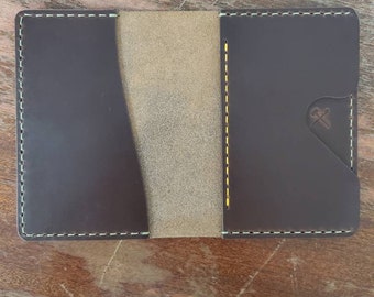 Brown Chromexcel Horween Leather Gemini Bi-fold Wallet, Premium Custom Wallet, Men's Wallet, Famous Horween Leather, Father's Day