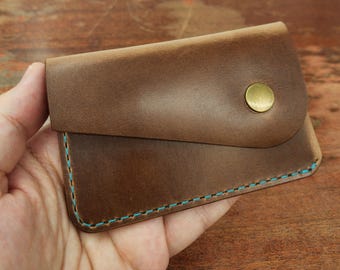 Cartera de cuero, Horween Leather Meadowlark, cuero Chromexcel natural, billetera personalizada única, billetera para hombres, billetera masculina, excelente regalo para hombres