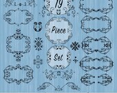 Clipart Frames Flourishes and Ornaments, Commercial Use, Frame clipart, Digital frames, Vintage frames, Flourish frames, Fancy Swirly Frames