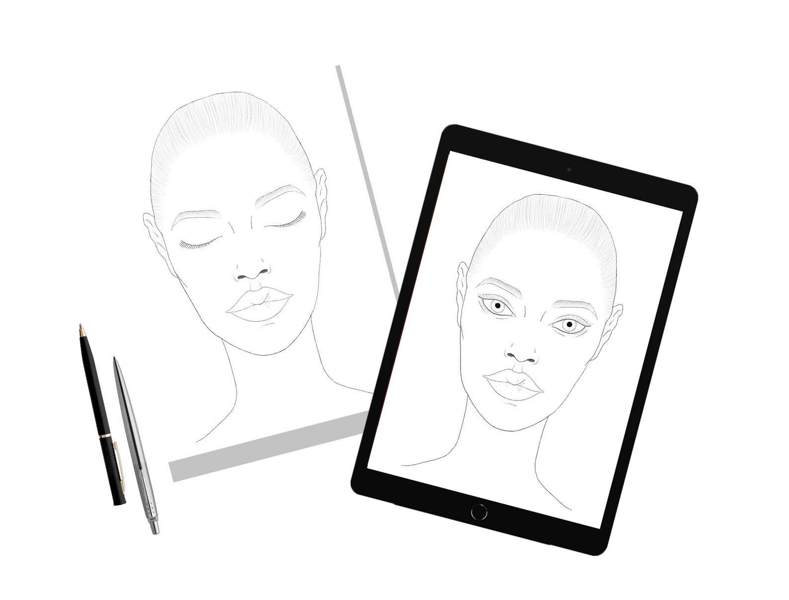 makeup-face-chart-printable-blank-makeup-face-template-to-etsy