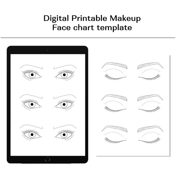 Makeup Eye Chart Printable Blank Makeup EyeTemplate to Print Make Up Artist Eye charts Sheets Eyes Makeup MUA Charts Template