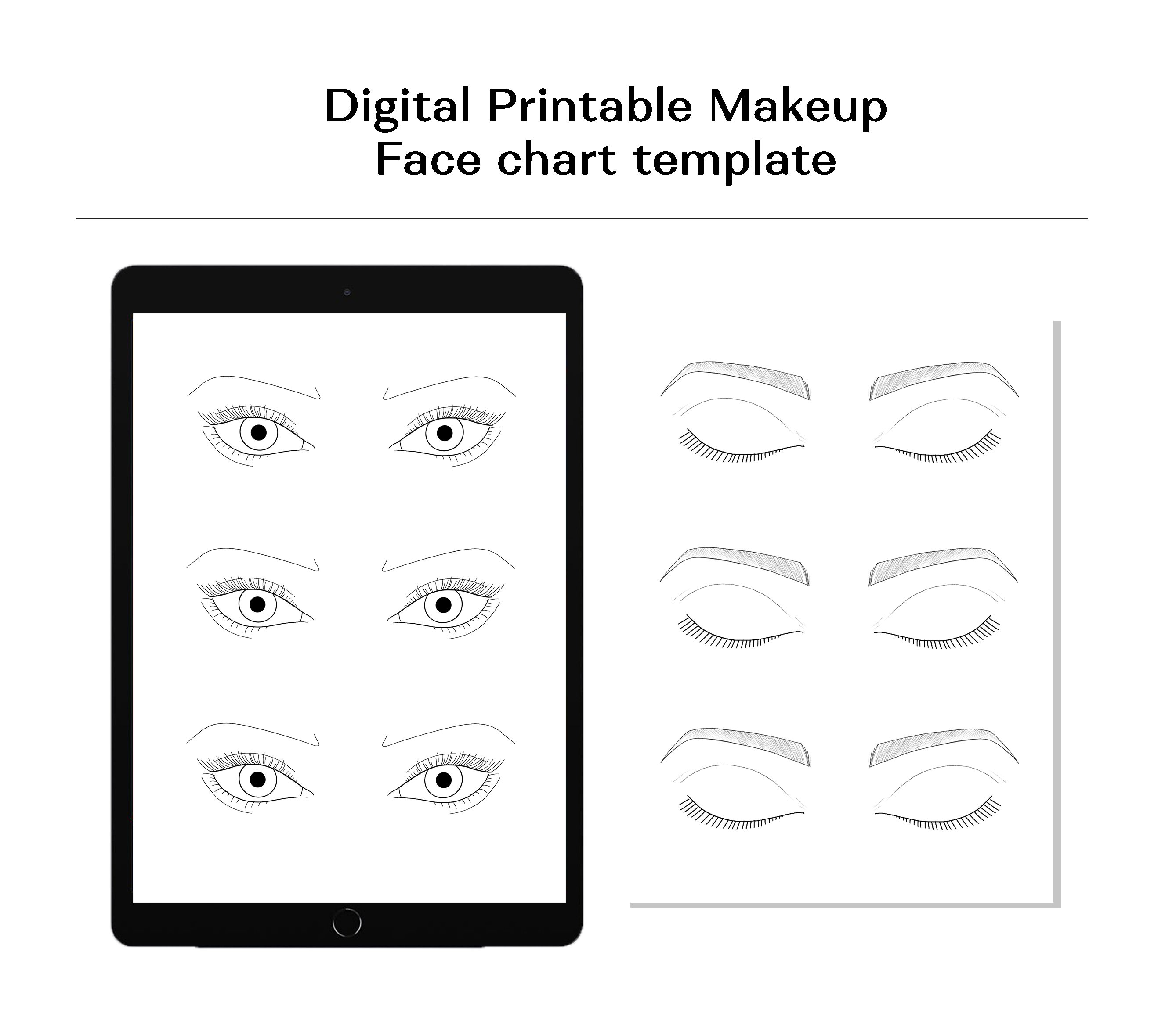 Makeup Chart Printable Blank Makeup Eyetemplate to - Etsy