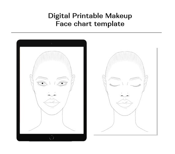 Makeup Face Chart Printable Blank Makeup Face Template to - Etsy