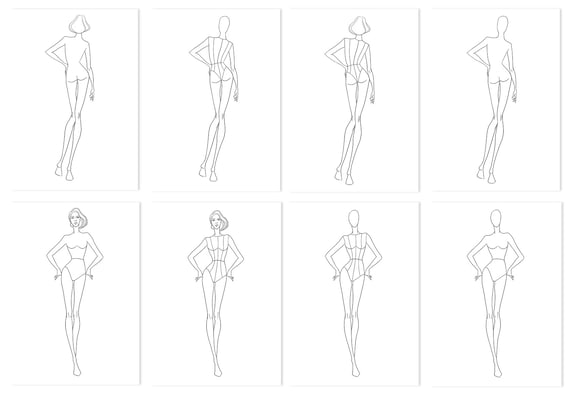 Fashion Sketchbook Figure Drawing Poses for Designers: Large 8,5x11 with  Bases and Evening Gowns Vintage Fashion Illustration Cover a book by Fashion  Template Sketchbooks