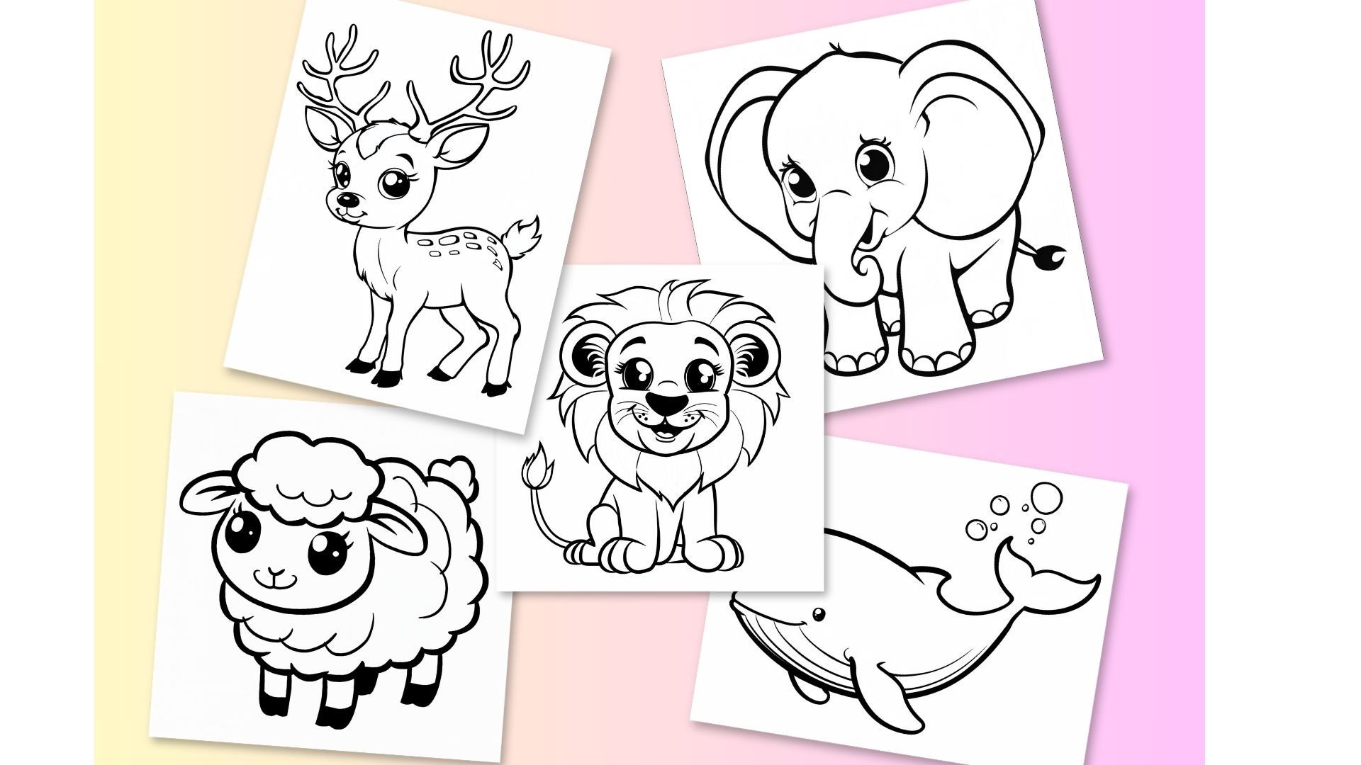 Kawaii Cute Animals Coloring Book for Kids 35 Pages Cute Coloring Book ...