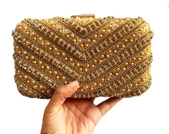 BlingBling Beaded Evening clutch, Wedding clutch bag for bride, Bridal bag, Wedding purse for mother of bride, Gift for bride