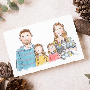 UNGERAHMT - OHNE HINTERGRUND Benutzerdefiniertes Porträt - Aquarell Illustration