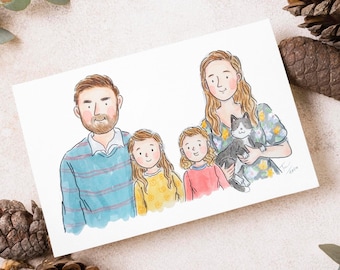 UNFRAMED - NO BACKGROUND Custom Portrait - Watercolour Illustration