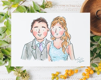 UNFRAMED - NO BACKGROUND Personalised Wedding Gift - watercolour painting