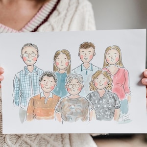 Kundenspezifisches Familienporträt - Aquarell Illustration