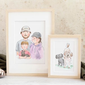 GERAHMT - 8,3 "X11,7" / A4 Custom Portrait - Aquarell Illustration