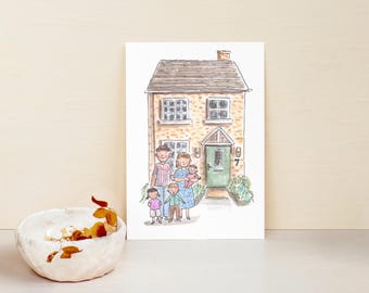 UNFRAMED - WITH BACKGROUND Custom Portrait  - Watercolour Illustration