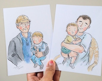 UNFRAMED - NO BACKGROUND Custom Family Portrait  - Watercolour Illustration