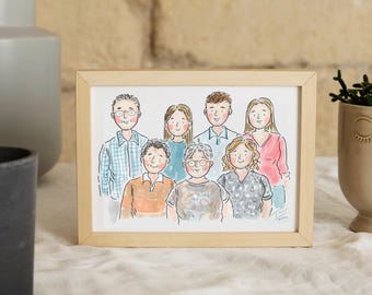 FRAMED - 11.7"X16.5" / A3 Custom Portrait - Watercolour Illustration