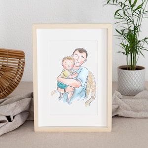 GERAHMT - Postkartengröße / 4 "X6" / A6 Custom Portrait - Aquarell-Illustration