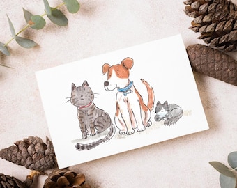 UNFRAMED - NO BACKGROUND Custom Pet Portrait  - Watercolour Illustration