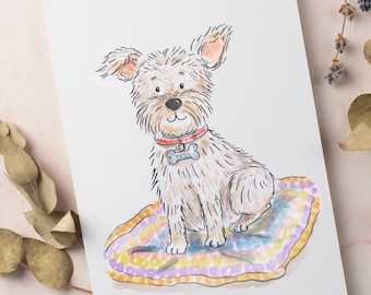 UNFRAMED-  NO BACKGROUND Custom Pet Portrait - Watercolour Illustration