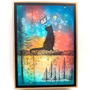 Biglietto con gatto, biglietto con la natura, biglietti di compleanno, biglietti fatti a mano per ogni occasione, biglietti astratti fatti a mano, biglietti con timbro a inchiostro