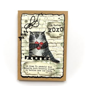 Carte d'amour drôle, carte d'amour sarcastique avec un chat, carte de Saint-Valentin chat sarcastique