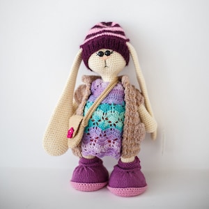 Tilda bunny doll - first birthday stuffed rabbit for a girl. Softie dress up unique collectable. Plush toy for Easter