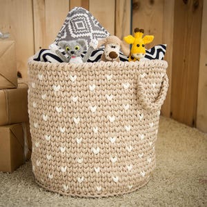 Crochet storage basket for bathroom and nursery toy kids room organization eco playroom storage bin rustic bathroom & toy storage ideas image 1