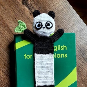 Panda crochet bookmark - funny librarian page marque. Cute cool & unique gift for book reader