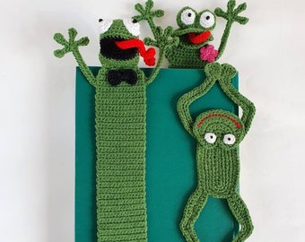 Crochet Frog Bookmark Set: Handmade Animal Lover Gift