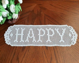 Personalized name doily - custom farmhouse country table runner. Family name anniversary, wedding home decor