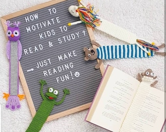 Personalized Crochet Animal Bookmark- Unicorn, Owl, Frog, Sheep, Bear