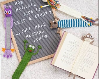 Personalized Crochet Animal Bookmark: Raccoon, Fox, Unicorn, Frog