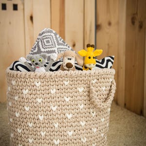 Crochet storage basket for bathroom and nursery toy kids room organization eco playroom storage bin rustic bathroom & toy storage ideas image 4